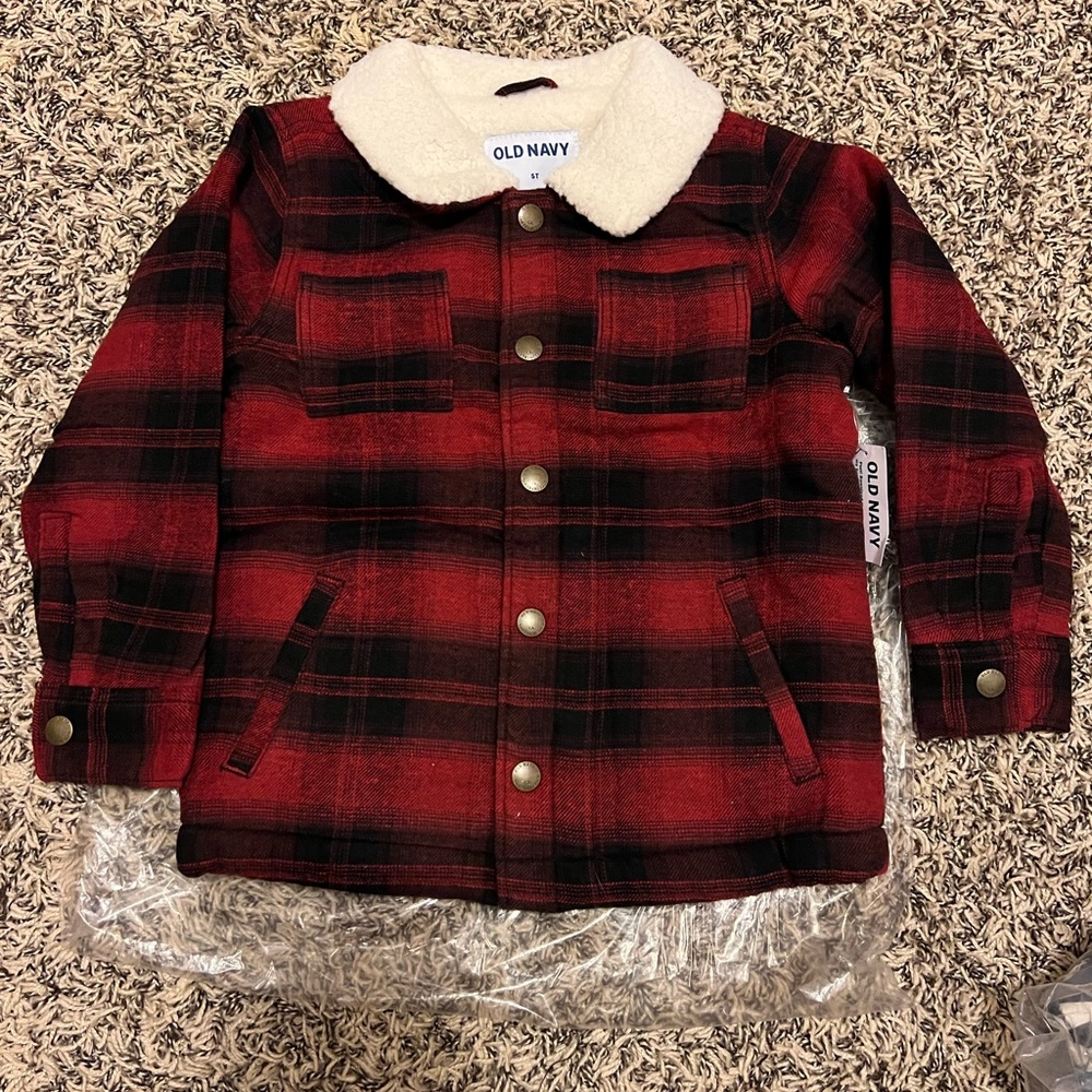 Plaid flannel Sherpa lined shacket 5T
